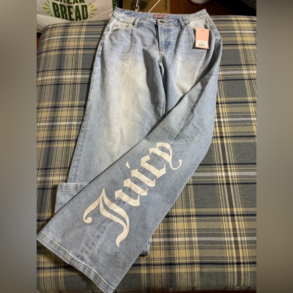 Juicy Couture Logo Wide Leg Indigo Light Wash Blue Jeans 5/27 NWT - Picture 5 of 7